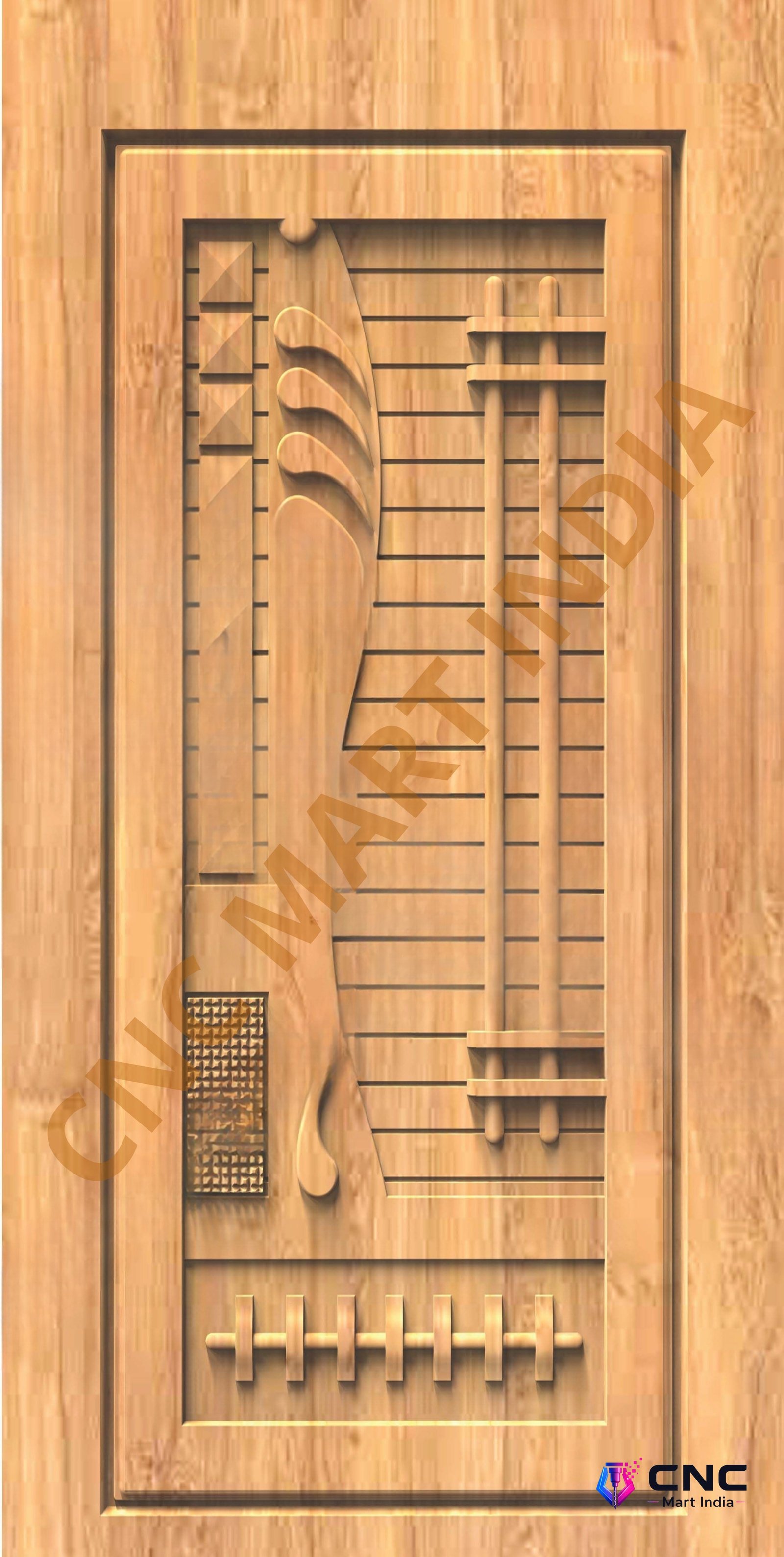 GSK EMBOSSING - EMD-52 Modern Minimalist Geometric Carved Door 3D Model